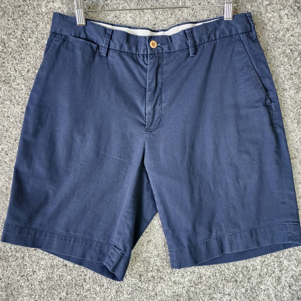 Polo Ralph Lauren Chino Shorts Mens 33 Navy Blue Stretch Classic Fit Excellent